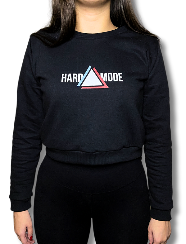 Moletom Cropped Hard Mode Pyramid Preto