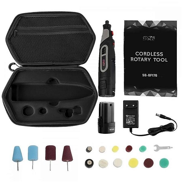 Micro Retífica sem Fio Bateria de Lítio 12v SGGF176 - SGCB