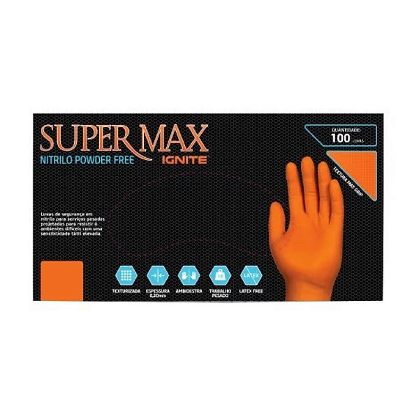 Luva Laranja Nitrilica EG 90 Unidades Supermax