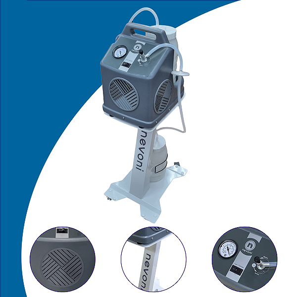 Aspirador Cirúrgico a vácuo com pedestal e 2 frascos - 1001PO-PE2