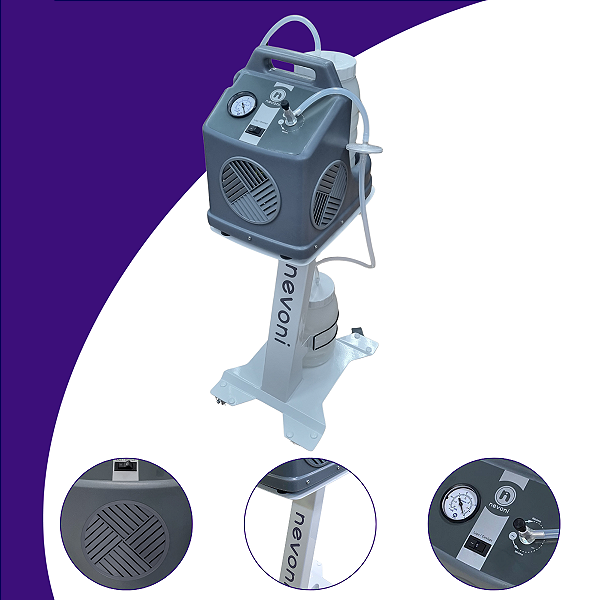 Aspirador Cirúrgico a vácuo com pedestal e 2 frascos - 1001PO-PE2