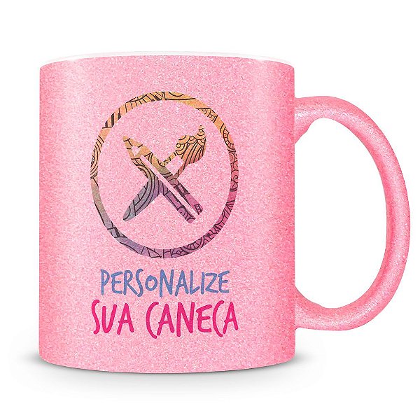 Caneca Personalizada do seu Jeito Glitter Rosa