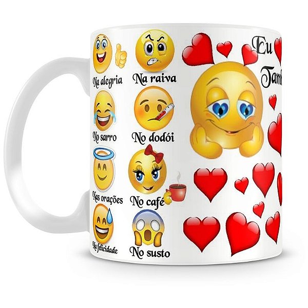 Caneca Personalizada Emoji Também Te Amo