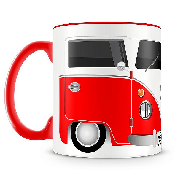 Caneca Personalizada Kombi Vermelha (Com Nome)