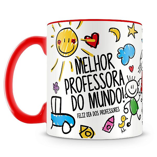 Caneca Personalizada Melhor Professora do Mundo (Vermelha)