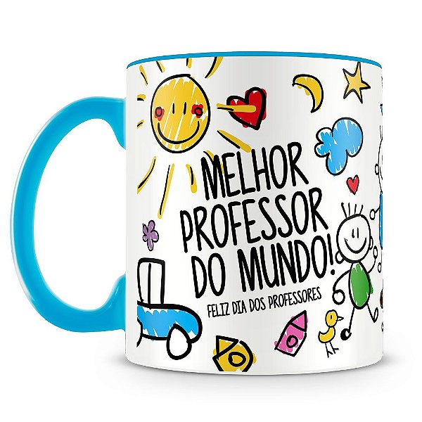 Caneca Personalizada Melhor Professor do Mundo (Azul)