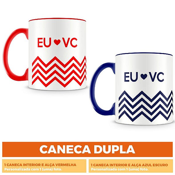 Caneca Dupla Personalizada Eu Amo Vc (Com Foto)