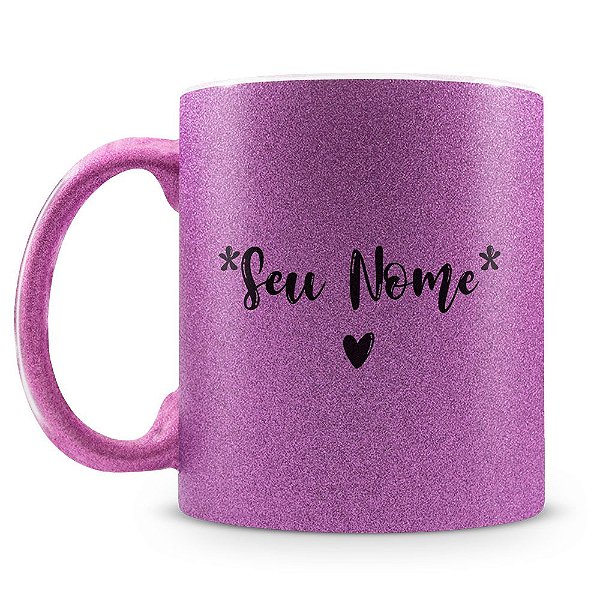 Caneca Personalizada Glitter Roxa (Com Nome)