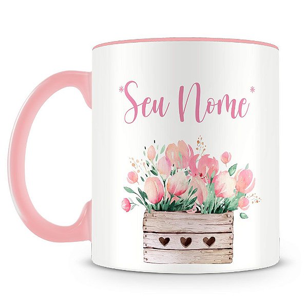 Caneca Personalizada Flores (Com Nome)