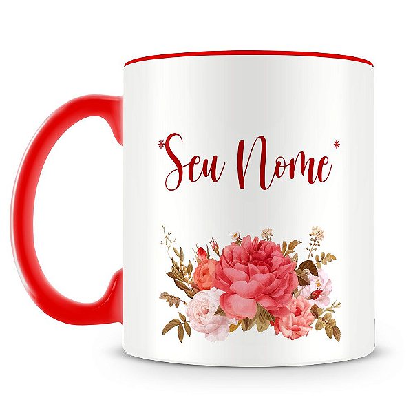 Caneca Personalizada Flores Mod.3 (Com Nome)