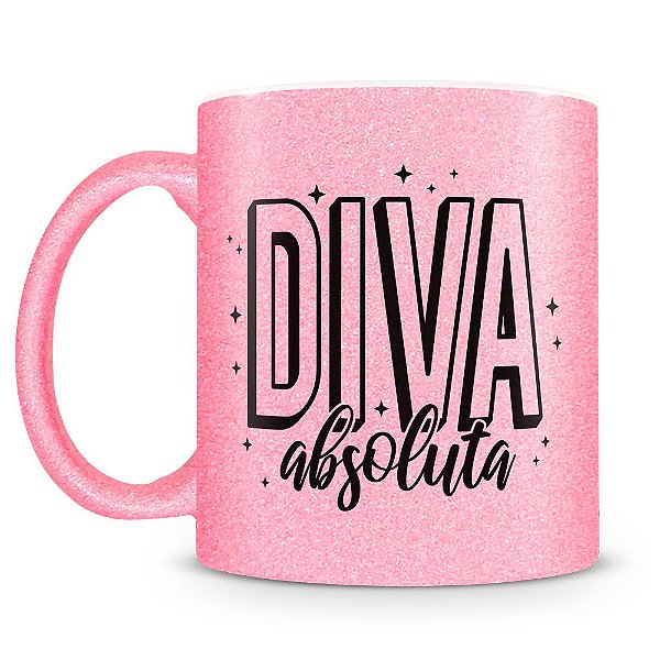 Caneca Personalizada Glitter Rosa - Diva Absoluta