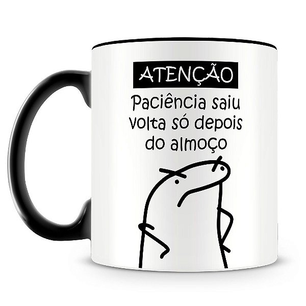 Caneca Paciência Flork Meme 325 Ml De Porcelana Com Caixinha