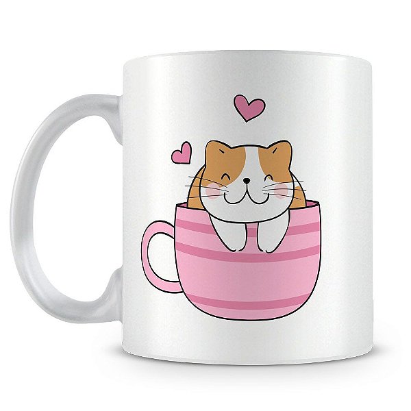 Caneca Personalizada Perolada Branca - Gatinho