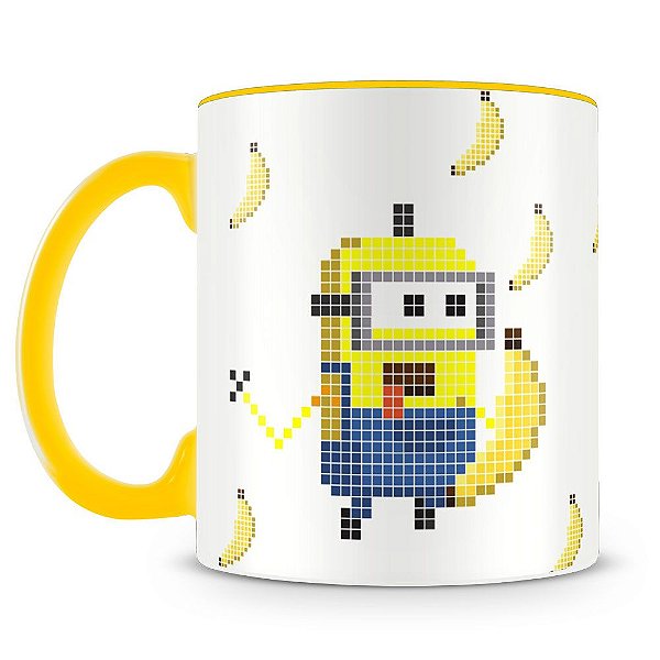 Caneca Personalizada Minions 8 Bits Banana