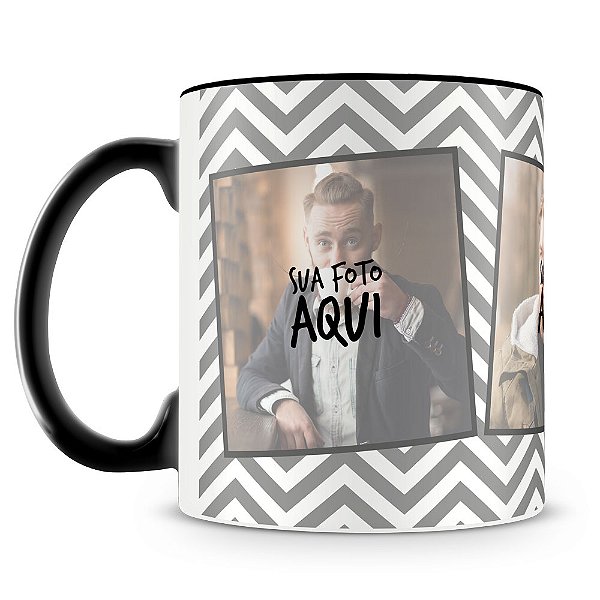 Caneca Personalizada Alça Preta Mod.11 (3 Fotos)