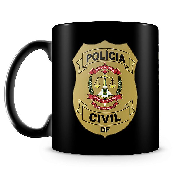 Caneca Polícia Civil do Distrito Federal 100% Preta (Com Nome)
