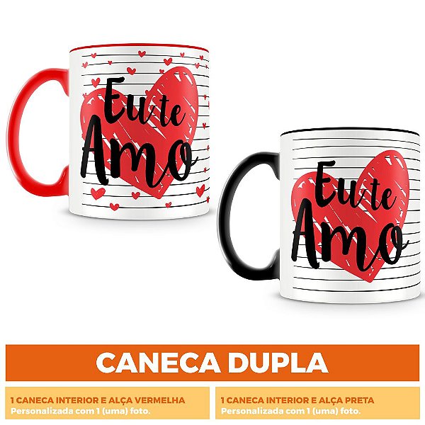 Caneca Dupla Personalizada Eu te Amo (Com Foto)