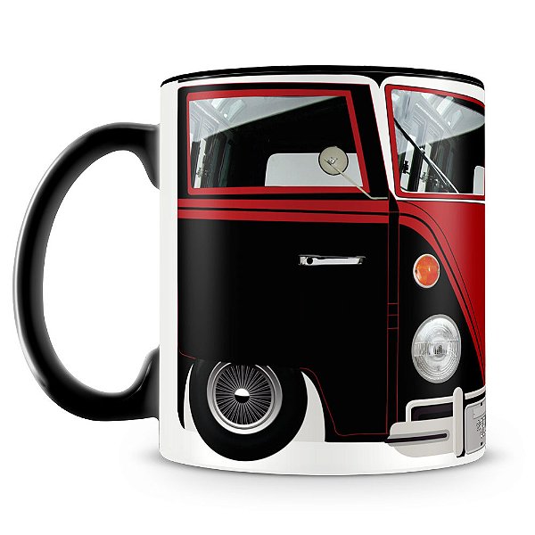 Caneca Kombi Preta e Vermelha (Com Nome)