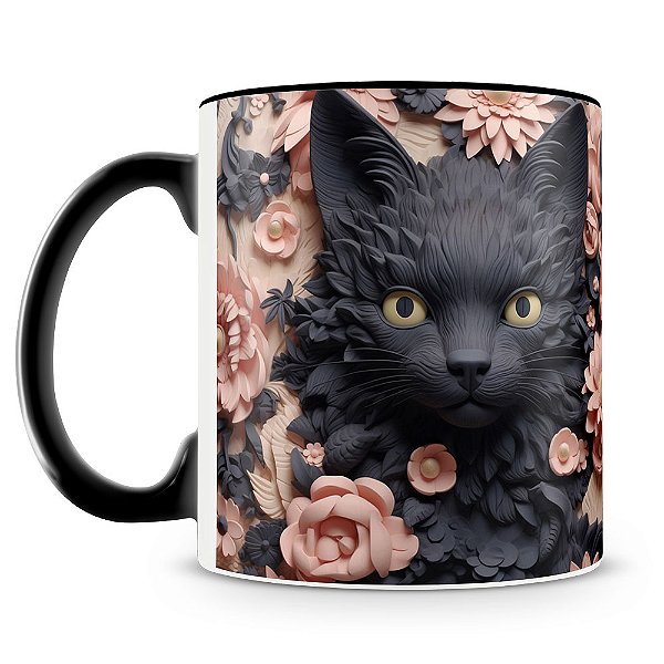 Caneca Gato Preto 3D