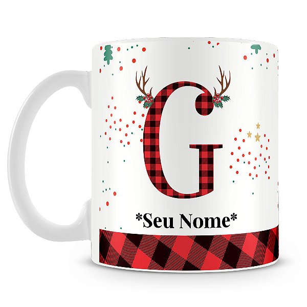 Caneca Alfabeto Natalino – Letra G (Com Nome)