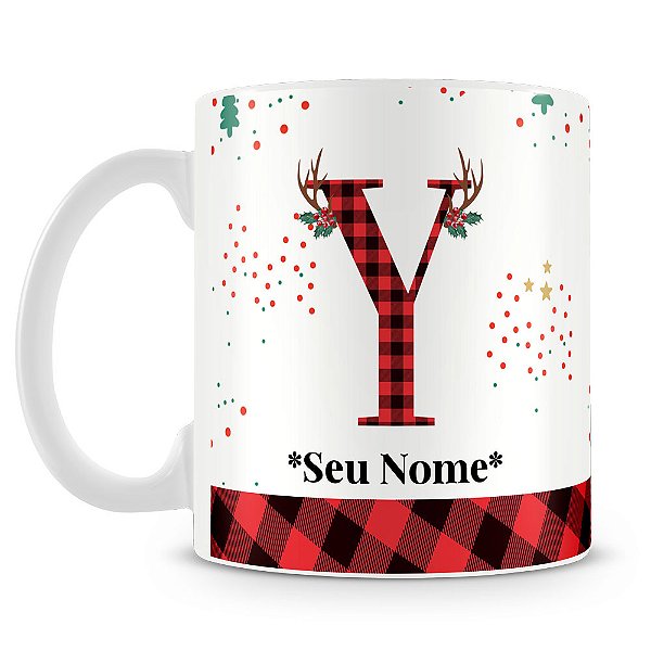 Caneca Alfabeto Natalino – Letra Y (Com Nome)