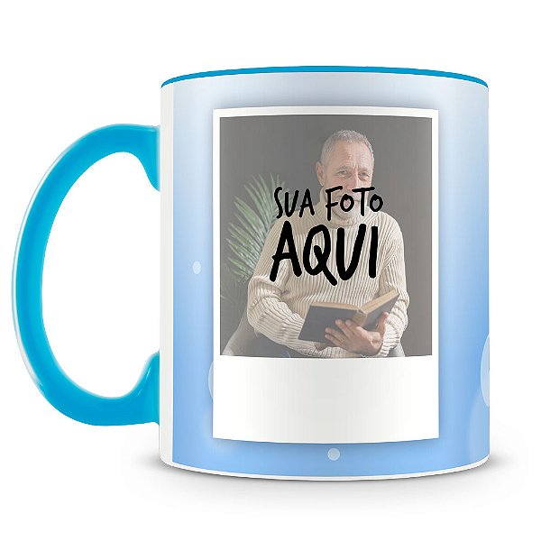 Caneca Feliz Aniversário - Azul (Foto e Nome)
