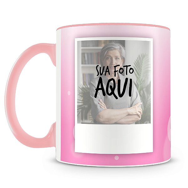 Caneca Feliz Aniversário - Rosa (Foto e Nome)