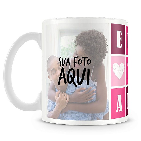 Caneca Personalizada Eu Te Amo - Rosa (2 Fotos) - Caneca