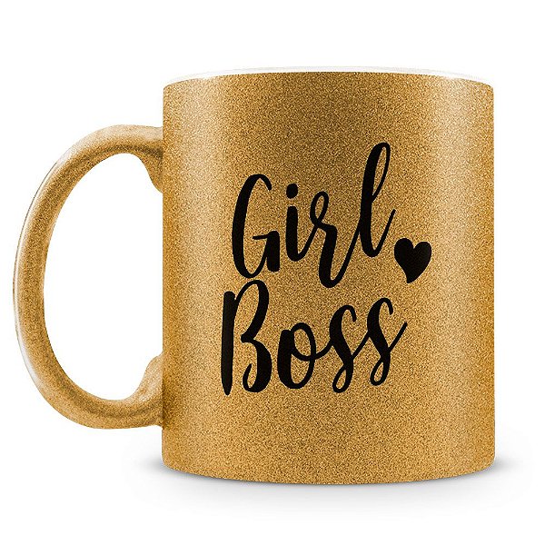 Caneca Personalizada Glitter Bronze Girl Boss