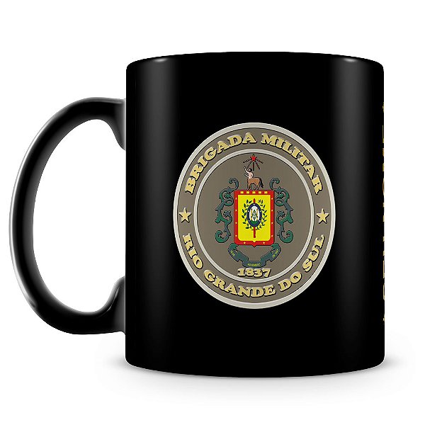 Caneca Brigada Militar do Rio Grande do Sul 100% Preta (Com Nome)