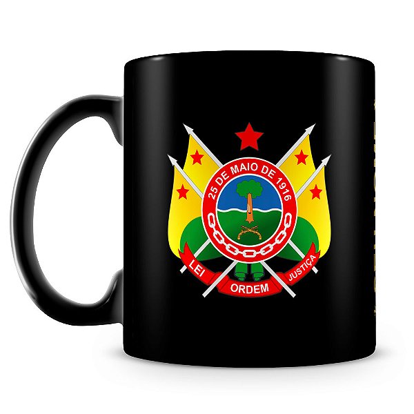 Caneca Polícia Militar do Acre 100% Preta (Com Nome)