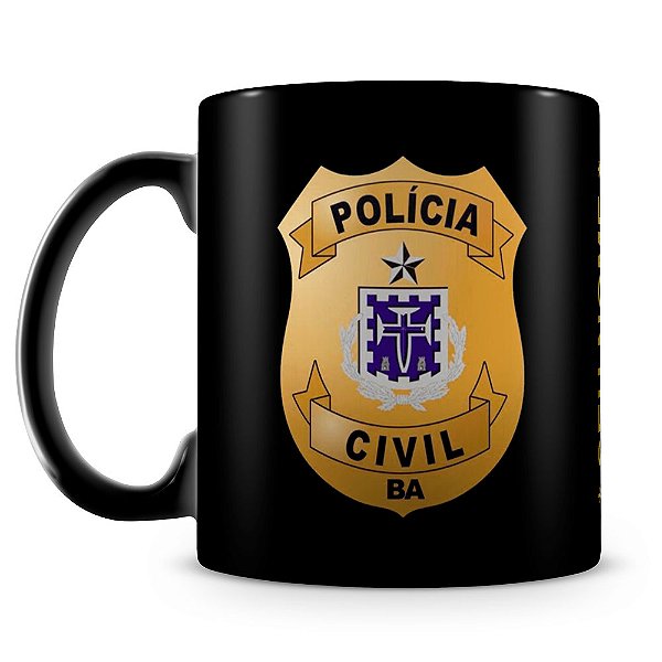 Caneca Polícia Civil da Bahia 100% Preta (Com Nome)