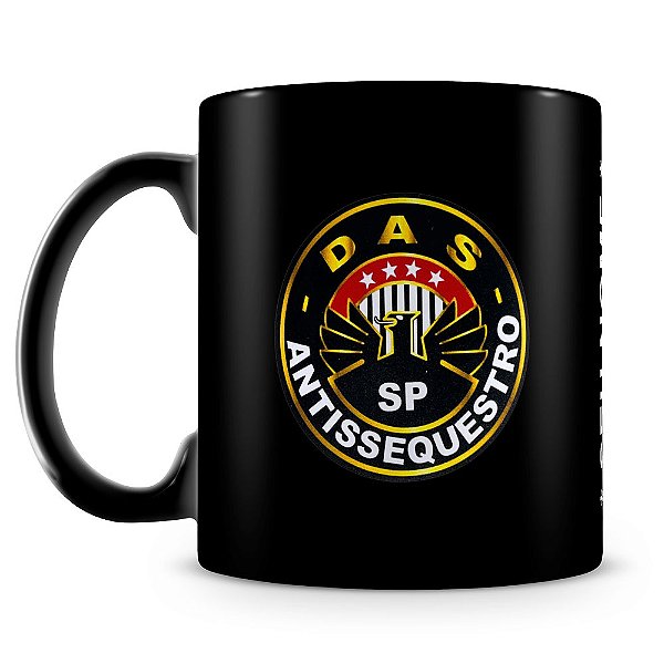 Caneca Polícia Civil de SP Anti Sequestro 100% Preta (Com Nome)