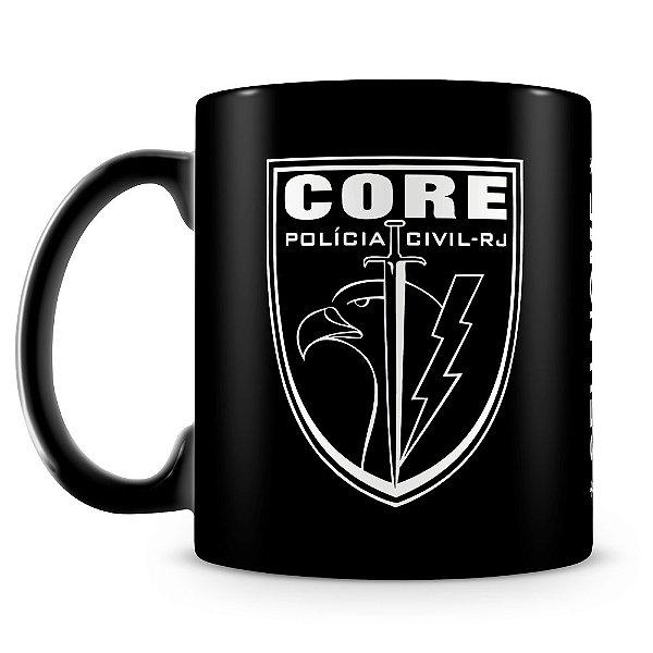 Caneca Polícia Civil do RJ CORE 100% Preta (Com Nome)