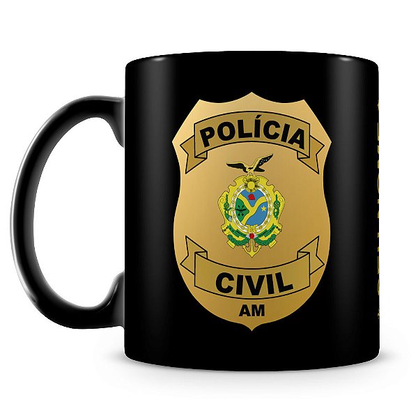Caneca Polícia Civil do Amazonas 100% Preta (Com Nome)
