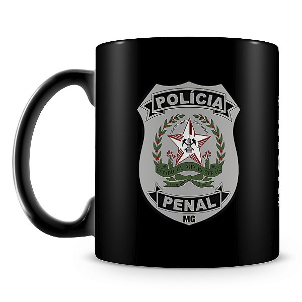Caneca Polícia Penal de Minas Gerais 100% Preta (Com Nome)