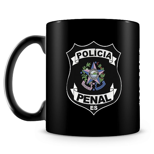 Caneca Polícia Penal do Espírito Santo 100% Preta (Com Nome)