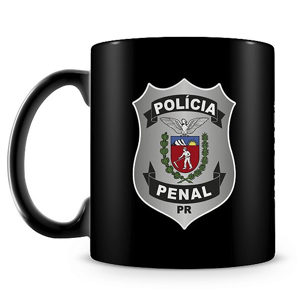 Caneca Polícia Penal do Paraná 100% Preta (Com Nome)