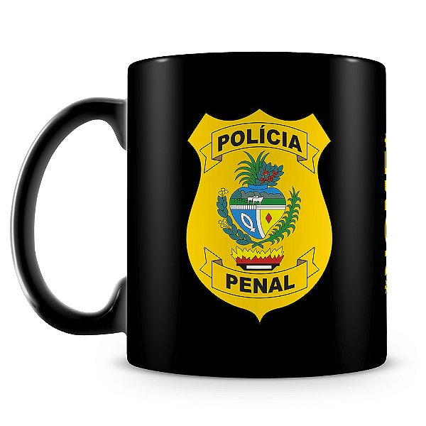 Caneca Polícia Penal de Goiás 100% Preta (Com Nome)
