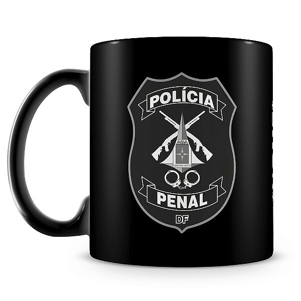 Caneca Polícia Penal do Distrito Federal 100% Preta (Com Nome)