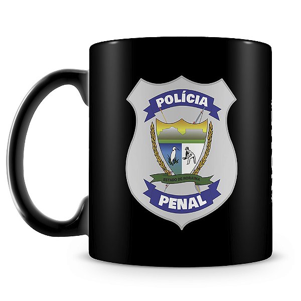 Caneca Polícia Penal de Roraima 100% Preta (Com Nome)