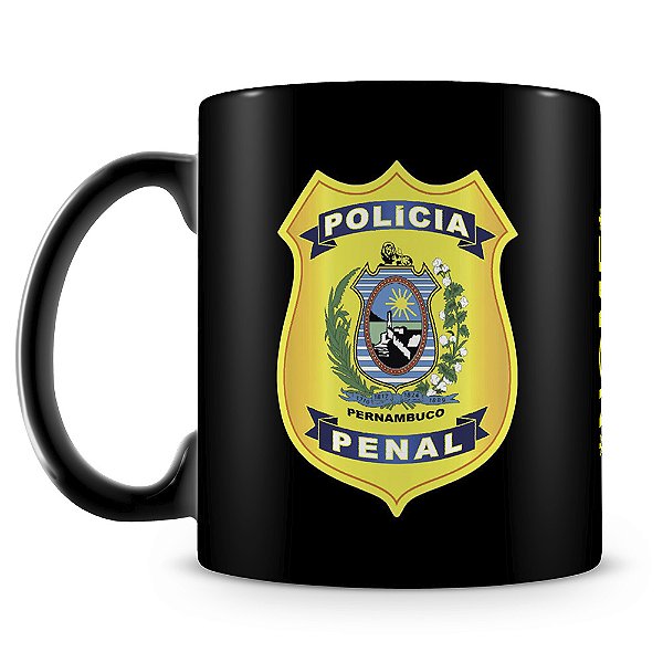 Caneca Polícia Penal de Pernambuco 100% Preta (Com Nome)