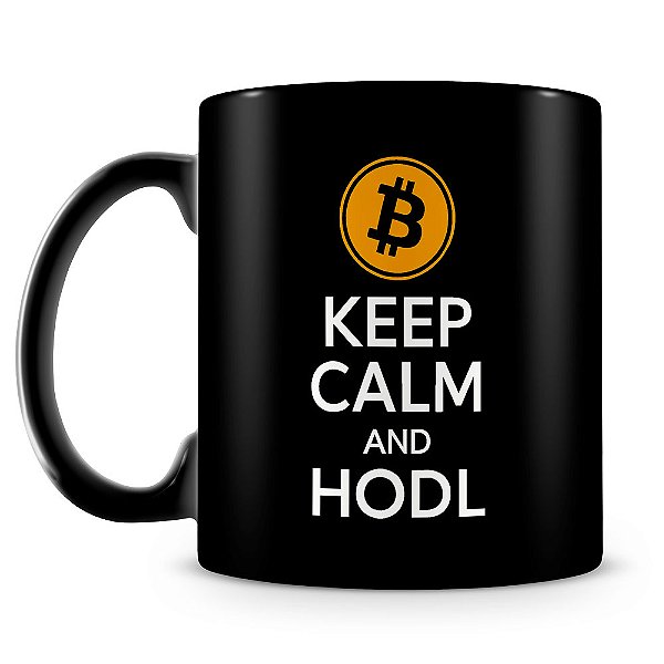 Caneca Keep Calm and HODL (100% Preta)