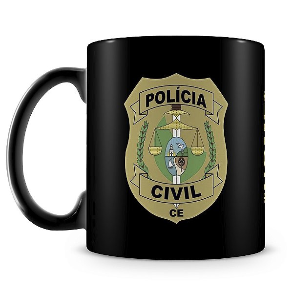 Caneca Polícia Civil do Ceará 100% Preta (Com Nome)