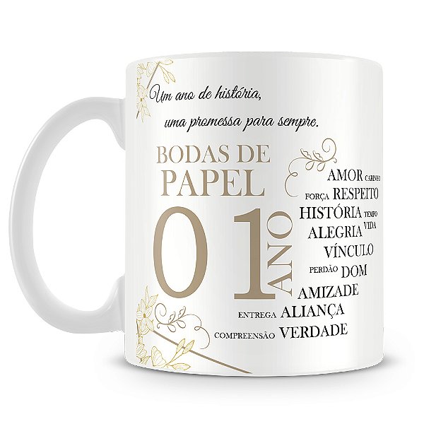 Caneca Bodas de Papel (Com Foto)