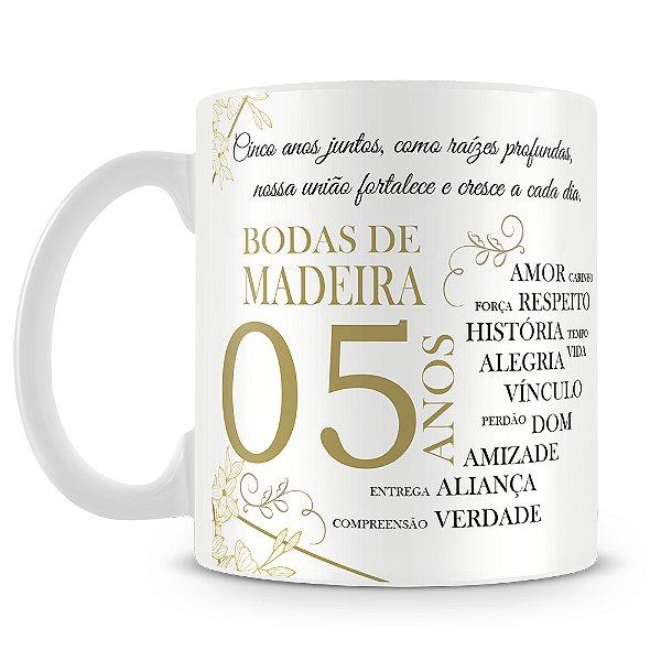 Caneca Bodas de Madeira (Com Foto)
