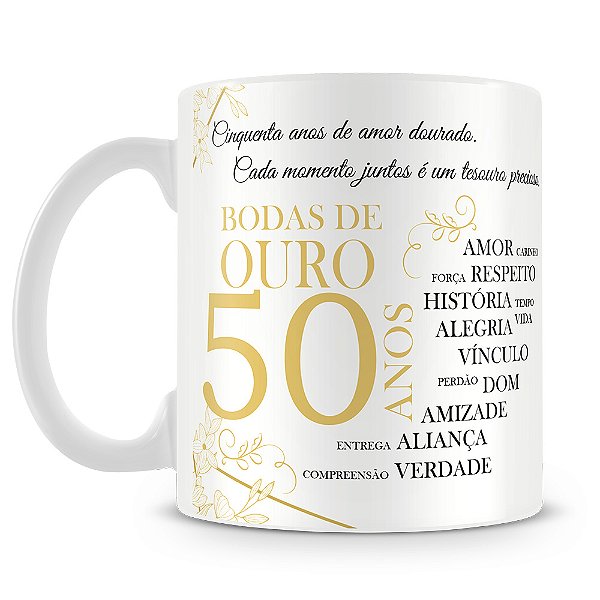 Caneca Bodas de Ouro (Com Foto)