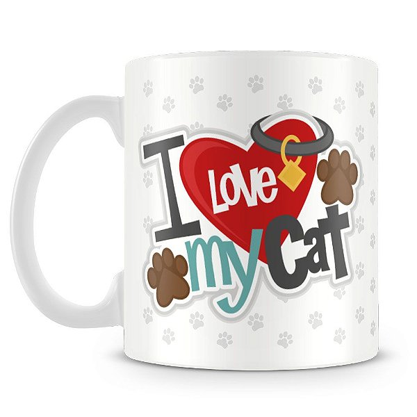 Caneca Personalizada I Love My Cat (1 Foto)