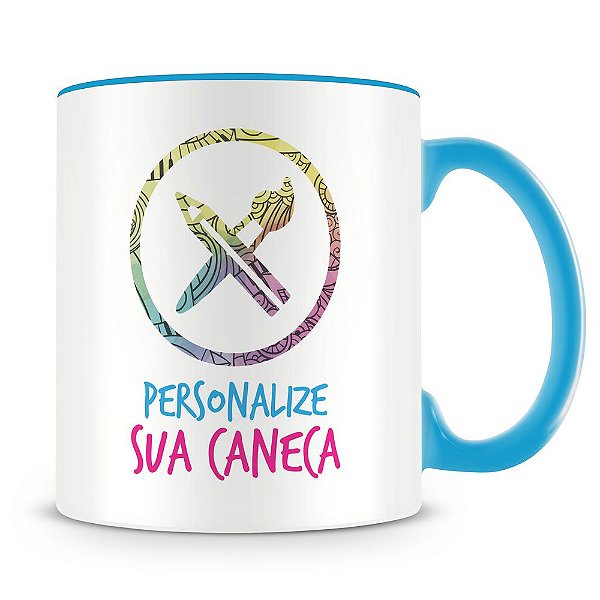 Caneca Personalizada do seu Jeito Alça e Interior Azul Claro