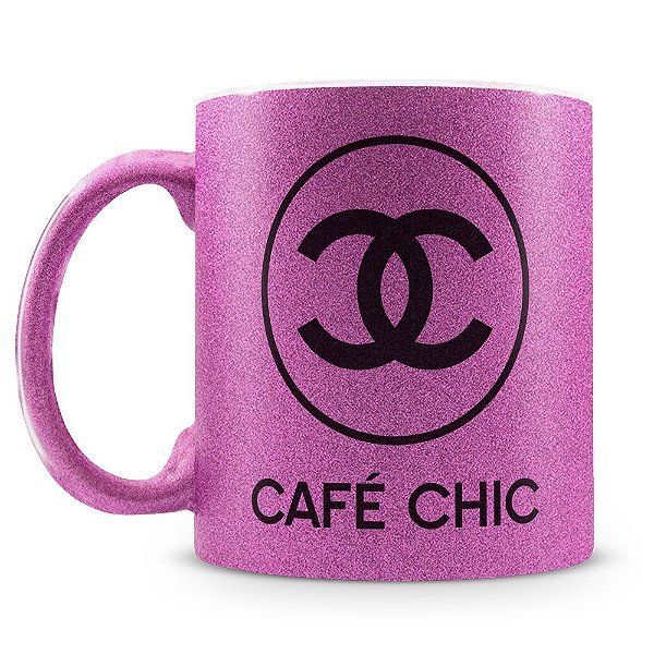 Caneca Personalizada Glitter Roxo Café Chic